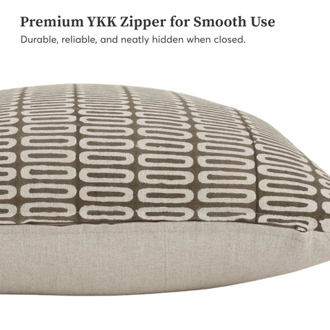 Hand Block Print Throw Pillow Covers 20 By 20 Inches 2 Pack Artisan Made Neutral Cushion Covers For Sofa Bed Chair Home Decor Boho Vibe 100 Percent Cotton Indoor with hidden zipper