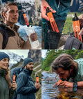 People using Ultra Light Straw Water Filter 5 Pack For Camping, Hiking, And Travel Personal Filter Straws in outdoor settings