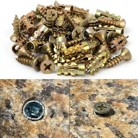 Beefy Cabinet Hinge Repair Kit With 20 Piece Expansion Screws For Stripped Holes In Wood Chipboard And MDF Deep Grip Fasteners That Stabilize Cabinet Doors And Handles For Long Lasting Support brass screws on damaged cabinet hole repair in chipboard
