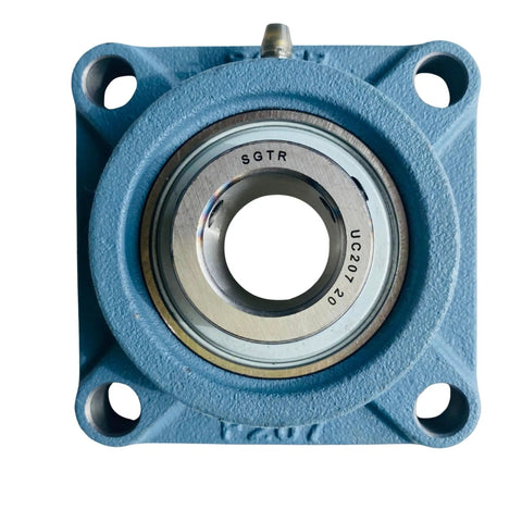 Heavy Duty UCF207-20 Square Flange Pillow Block Bearing 1 1/4 Inch Bore Self Aligning Industrial Grade Chrome Steel And Solid Cast Iron Housing 2 Pack Built To Last For Heavy Machinery And Conveyor Systems Rugged Performance