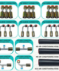 26 Piece AC Hose Kit With Six Point Five Foot Hoses And Fittings For Most Cars Trucks And SUVs Universal Auto AC Repair Kit With O Ring Easy Install Durable Build connectors and hoses layout