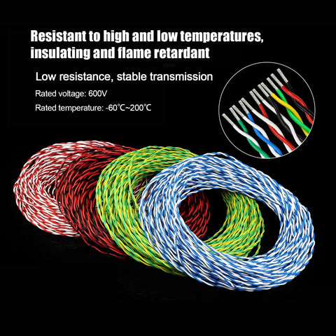 Top Notch 22Awg Yellow Green Fep Insulated Twisted Pair Wire 600V Tinned Copper Flexible High Temperature Cable For Led Lighting Solar Panels And Industrial Controls Brings Badass Durability And Runs Rock Solid On Rough Jobs 50 Feet Spool in colorful twisted pairs.