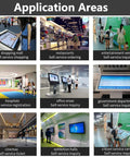 Ready To Roll Top Tier 22 Or 32 Inch Capacitive Touch Digital Signage Display in various application areas like malls and restaurants.