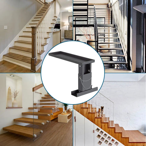 Sturdy Ladder Extender And Stabilizer For Stair Work, Adjustable 12.25 To 19.7 Inch Height, shown with various stair types