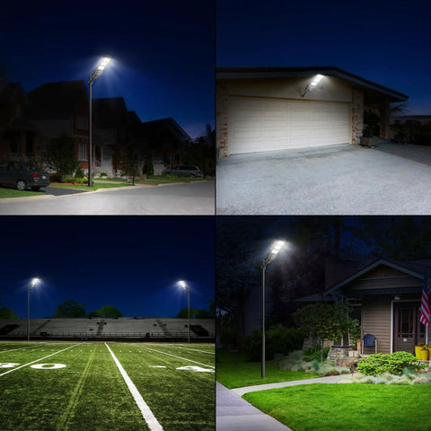 Ridiculously Bright Solar Street Light With 150000 Lumens, 180 LEDs, 18000mAh Battery, outdoor lighting examples