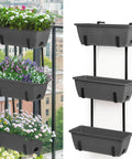 Get Your Garden Game On Point With This Set Of Two Deck Railing Planter Boxes That Clip Over Fence Rails Packed With Six Tough Plastic Flower Pots.