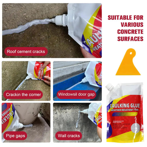 Concrete Crack Repair Sealant Waterproof Caulking Glue Quick Dry Sealing Adhesive 1 Pack 500g applied to concrete surfaces