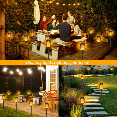 12 Pack Solar Torch Lights With Flickering Flame For Outdoor Decor Waterproof Garden And Pathway Lighting LED Flame Torches