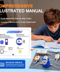 Kid Friendly Electronics Kit With 66 DIY Circuit Parts And 1200 Plus Projects Build Hands On Experiments From RGB Lights To Bluetooth Speaker Levitation Spray Module Hand Crank Generator Flying Saucer Gear Safe Fun STEM Learning manual guide with child