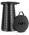 Heavy Duty Portable Collapsible Stool With Wide Seat, extra tall and height adjustable, shown collapsed and extended
