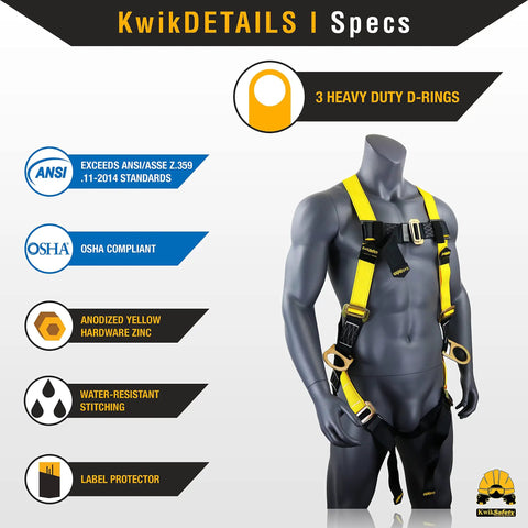 Thunder 3D Ring Safety Harness 2 Pack Full Body Fall Protection OSHA ANSI Industrial Safety Gear For Construction Pros Carpenters Scaffolders and Contractors