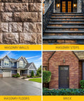 Masonry walls, steps, floors, and brick in residential settings, suitable for Masonry Crack Filler Seals And Waterproofs Cracks In Concrete.