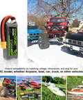 3S 1400mAh 11.1V LiPo Battery With 50C Discharge next to various RC models like cars, helicopters, and boats