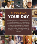 Collage of people using Manual Stainless Steel Coffee Grinder With 18 Adjustable Settings for travel and espresso making.