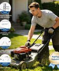 Bulk Pack Of One Hundred Eight Clear Safety Glasses Featuring Ansi Z87 Certified Build For Construction Sites And Lab Environments Individually Wrapped Heavy Duty Eye Protection That Offers Foolproof Coverage And Bang For The Buck. Man using lawn mower wearing clear safety glasses outdoors.