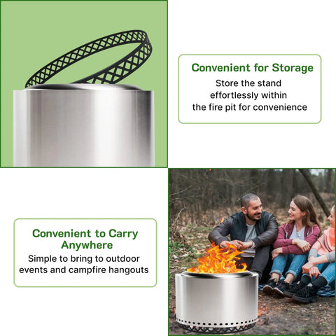 Carbon Steel 23 Inch Fire Pit Stand For Outdoor Hangouts Stable Base For Solo Stove Yukon And 27 Inch Pits convenient storage and portability.