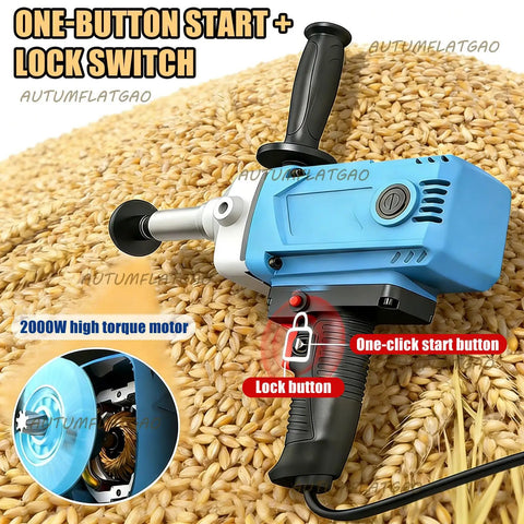 Beast 2000W Industrial Grain Auger Conveyor Portable Screw Conveyor With 1.5 Meter Flexible Hose Grain Pump, blue unit on grains