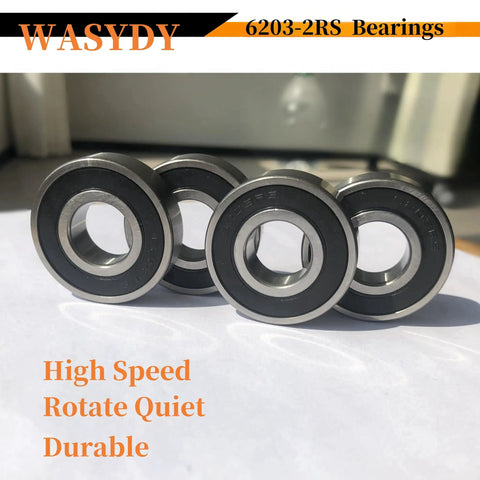 4 Pack 6203 2RS Deep Groove Ball Bearings 17 X 40 X 12mm Pre Lubricated Built For High RPM Beefy Performance And Rugged Stability For Industrial Automotive Machinery Electric Motors, four bearings