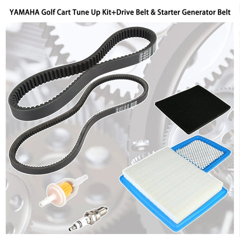 All In One Golf Cart Tune Up Kit With Starter Generator Belt And Drive Belt For Yamaha G16 G19 G22 1996 And Up with filters