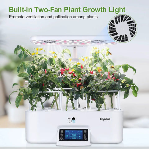 Dope Seventeen Pod Hydroponic Growing System With Dual Fans And 24W Full Spectrum Grow Light Smart Control Panel with plants