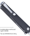 Compact EDC Pocket Folding Knife With Liner Lock Black Finish Slick Flipper Deployment IKBS Ball Bearing Pivot High Carbon Stainless Steel Blade Lightweight Glass Reinforced Nylon Handle Easy Sharpening Everyday Carry Ready, black handle clip