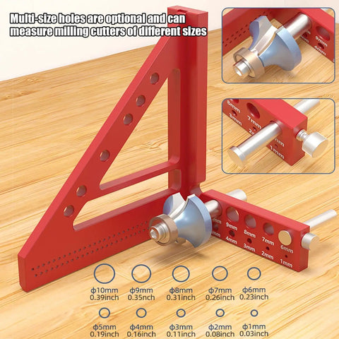 Pro Grade Hole Scribing Ruler with adjustable multi-size holes for accurate positioning and marking on a wooden surface