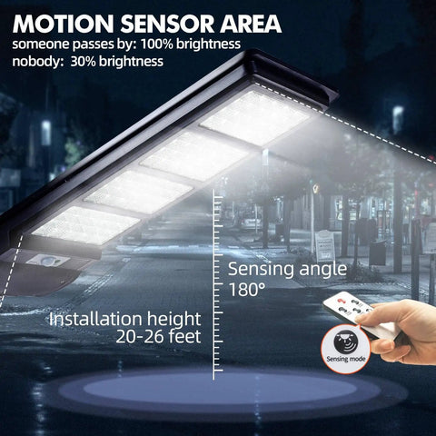 Beefed Up 300W Solar Street Light With 8000LM Flood Lights Outdoor Waterproof Motion Sensor And Remote 6000K Daylight angle