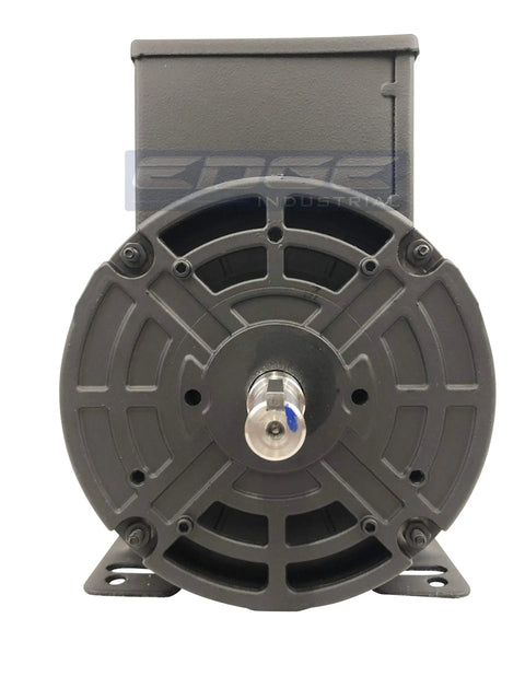 Front view of Single Phase 5 HP 230V Electric Motor With 56H Frame And 5/8 Inch Shaft Delivers 3600 RPM For Shop Use Industrial Equipment