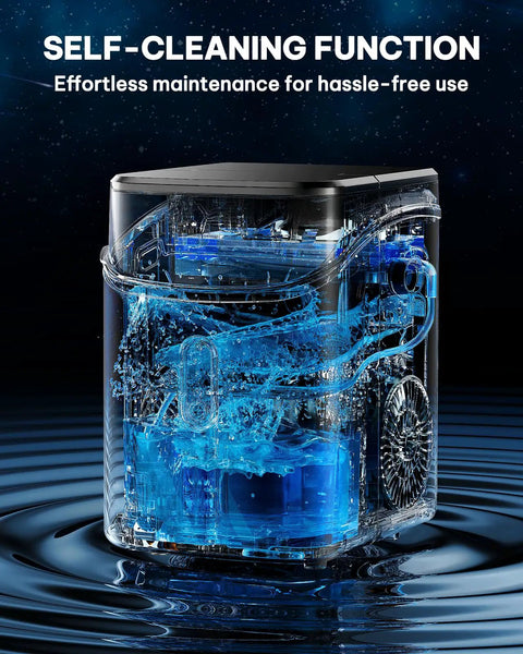 Transparent view of Nugget Ice Maker Countertop For Home, Office And Kitchen With Soft Chewable Ice, Delivers 33 Lbs Per Day