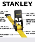 1 Inch Wide Ratchet Straps 10 Feet Go To Light Cargo Tie Down Straps With 300 Lb Working Load And 900 Lb Break Strength Black Yellow 4 Pack Featuring Reinforced Edging Vinyl Coated S Hooks Rust Resistant Non Marring