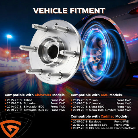 Wheel Bearing And Hub Assembly With Abs Beefy For GM Trucks And Full Size SUVs 6 Lug 4WD Fits Tahoe Silverado Suburban Sierra