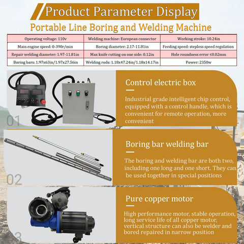 Image of Bull Gauge Portable 110V 2 In 1 Hydraulic Line Boring And Welding Combo with control box, welding bar and copper motor.