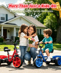 12V Kids Ride On Electric Tricycle With Stable Triangular Frame And Low Center Of Gravity, Adjustable Seat, Wide EVA Wheels, LED Headlight, Removable Storage Basket, Safe Easy Grip Pedals For Young Riders in red and blue