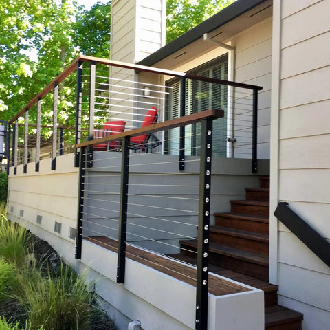 T316 Stainless Steel Invisible Cable Railing Kit With 3/16 Inch Cables And Swage Stud End Fittings For 2X2 Wood Or Metal Posts 50 Pack, outdoor deck railing.