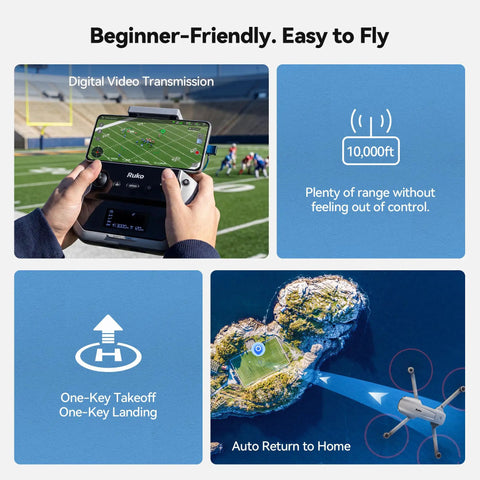 User flying F11PRO 2 Drone With 6K Camera And 3 Axis Gimbal Stabilizer, showcasing digital video transmission and auto return features.