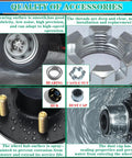 Diagram showing features of Pre Lubed 3500 Lb Trailer Hub Kit For 5 Lug 4.5 Inch Axles Fits 1-1/16 To 1-3/8 Inch 84 Tapered Spindle EZ Lube Design Includes L44649 L68149 Bearings And Grease Seals 2 Sets For Quick Swap