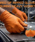 Super Heavy Duty Nitrile Work Gloves 8 Mil Thick Industrial Mechanics Disposable Badass Comfort With Rock Solid Diamond Grip For Auto Repair And Garage Maintenance Tasks X Large Box Of One Thousand worn during heavy work on metal surfaces.