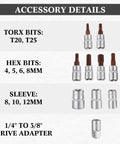 Motocross Tool Kit For Japanese Motorcycles 25 Piece Set With Wrenches Hex Bits Sockets Screwdrivers T Handle Driver Drive Adapter