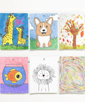 White Magnetic Wall Display Bars For Kid Art And Photos Strong Magnet Gallery Track System total flex spacing setup showing colorful children's drawings.