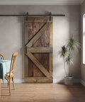 36 In By 84 In Knotty Pine Sliding Barn Door Kit With Hardware In Kona Coffee Smoky Gray Dope Finish, Hand Made In USA