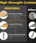 Solid Ogee Router Bit Set For Fine Woodworking With Three Knockout Rail And Stile Cutters Featuring Badass Tungsten Carbide Blades and Anti Kickback Design for Real Deal Shop Creations underlines excellent cutting efficiency.