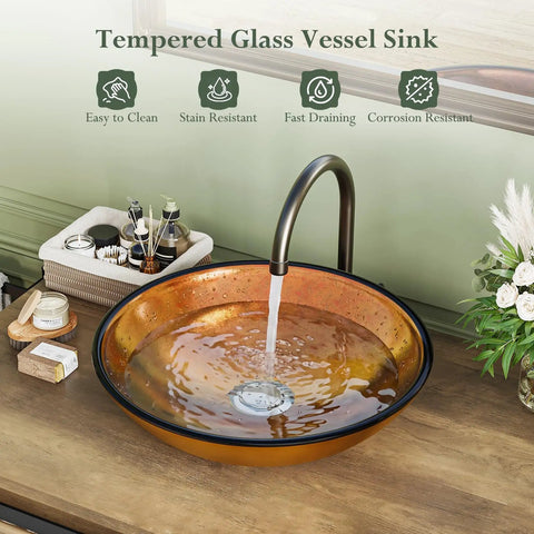 30 Inch Farmhouse Bathroom Vanity With Rustic Brown Wood Cabinet And Tempered Glass Vessel Sink Zero Stress Cleaning Rock Solid Frame Smooth Operator Design For Cozy Home Refresh