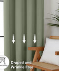 Ava Sage Green Blackout Curtains For Bedroom 2 Panels Set 40 Inch Wide By 63 Inch Long Rod Pocket Or Clip Style next to chair