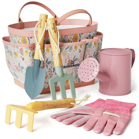 Kids Garden Tool Set For Young Gardeners Kid Friendly STEM Learning Kit With Tote Bag Lightweight Spade Rake Gloves