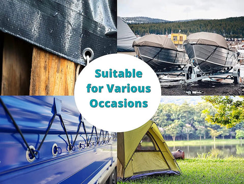 30 Pack Ball Bungee Cords 4 Inch Heavy Duty Tarp Ties Weather Resistant Tie Downs for camping, securing boats and tents.