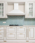 Kitchen cabinets with 6-Pack Solid Brass Cabinet Pulls in Brushed Gold Finish, modern furniture hardware.