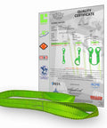 Rock Solid Heavy Duty Nylon Lifting Sling With Twisted Eyes 6400 Lb Capacity Industrial Rigging Web Strap with certification details.
