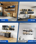 Heavy Duty Garage Wall Shelves 2 Pack 24 By 72 Inch Mounted Shelving Set Holds Up To 1400 Lbs Total in garage and shed storage