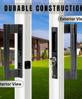 Heavy Duty Sliding Glass Door Handle Set 6 5/8 Inches Black Zinc Finish With Ergonomic Grip, interior and exterior view