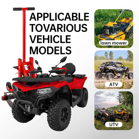 Heavy Duty 300 Pound Adjustable Riding Lift Jack For Tractors Atvs And Zero Turn Mowers With Rock Solid Steel Build Quick Pump Action Secure Safety Lock Bar Non Skid Casters To Kick Those Mean Machines Off The Ground Effortlessly